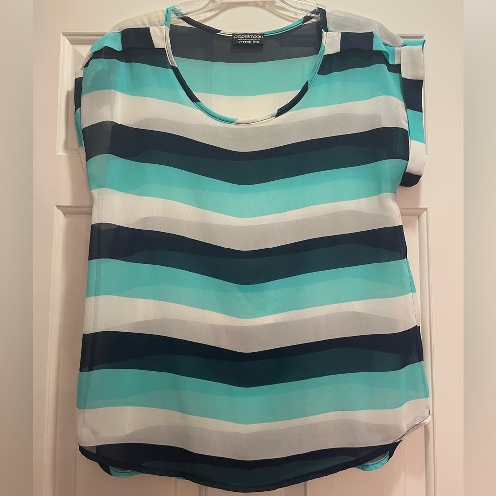 Papermoon Stitch Fix Sheer Striped Blouse Medium